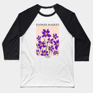 Abstract Flower Market Illustration, Purple Iris Flower 1 Baseball T-Shirt